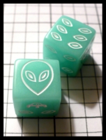 Dice : Dice - 6D - Koplow Alien Green Glow in the Dark White White Ink - Ebay Jan 2010